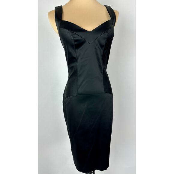 Cache Dresses & Skirts - Vintage 90s Y2K Cache Black Satin Bustier Mini Dress Size 4 Small LBD Minimalism
